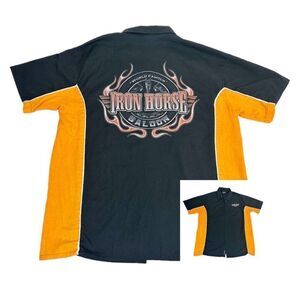 Vintage 90s Iron Horse Saloon Biker Wear Shirt XL Bowling Shirt Single Stitch